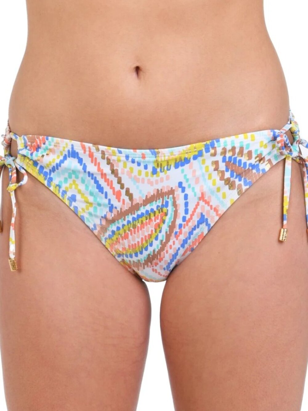 La Blanca Sunbaked Jewels Side-Tie Hipster Bikini Bottoms – Multicolor Geometric